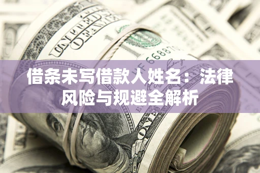 武汉借条未写借款人姓名：法律风险与规避全解析